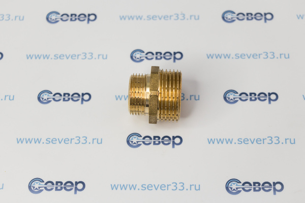 Ниппель переходной, латунь, наружная резьба 1"х3/4", желтый, RTP